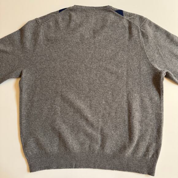 J. Crew Men's Argyle V Neck Lambs Wool Sweater Size XL EUC Preppy Pullover - Picture 2 of 8